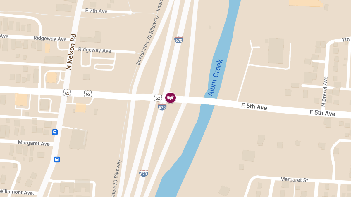 Injury Crash Blocks Left Lane on I-670 EB at 5th Ave