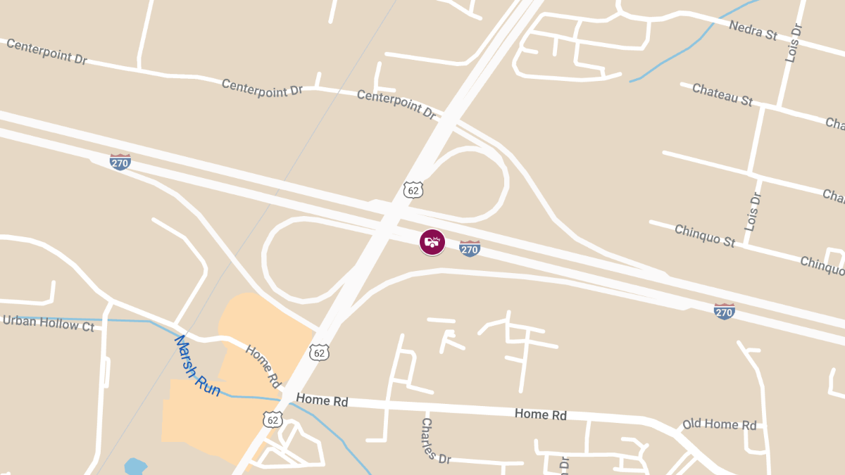 Injury Crash Blocks Two Lanes on I-270 South near US-62