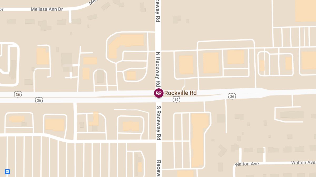 Injury Crash Involving Maroon Mazda 3 and White Sedan at N Raceway Rd & Rockville Rd