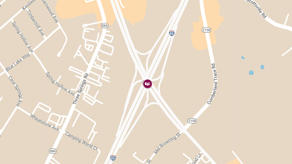 Injury Crash Involving Three Vehicles on Scottsville Rd at I-165