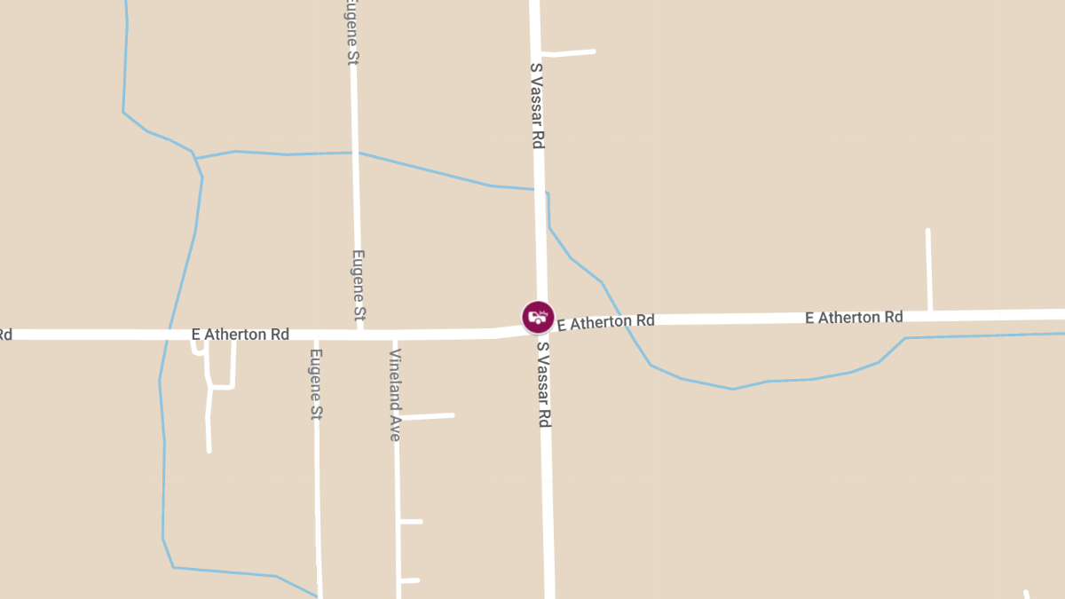 Injury Crash Reported at E Atherton Rd & S Vassar Rd