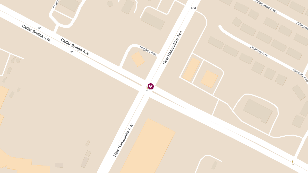 Injury Crash Reported at New Hampshire Ave & Cedar Bridge Ave