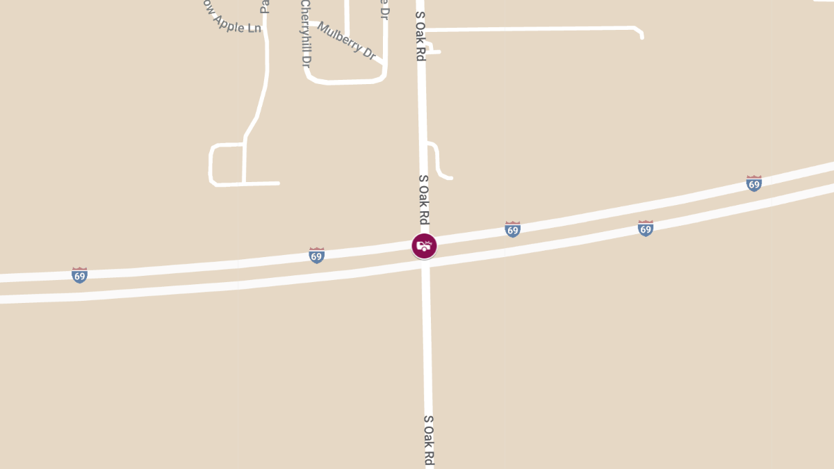 Injury Crash Reported on WB I-69 at S Oak Rd