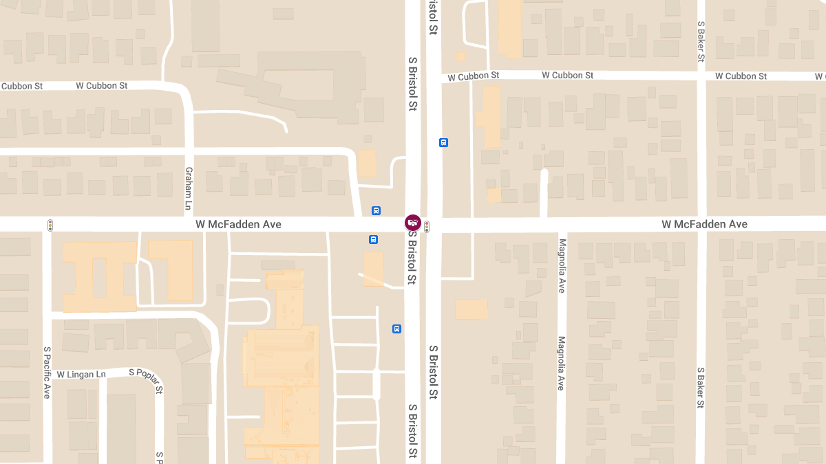 Injury Crash at Bristol St & McFadden Ave in Mid-City