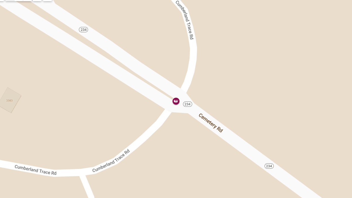 Injury Crash at Cemetery Rd and Cumberland Trace Rd