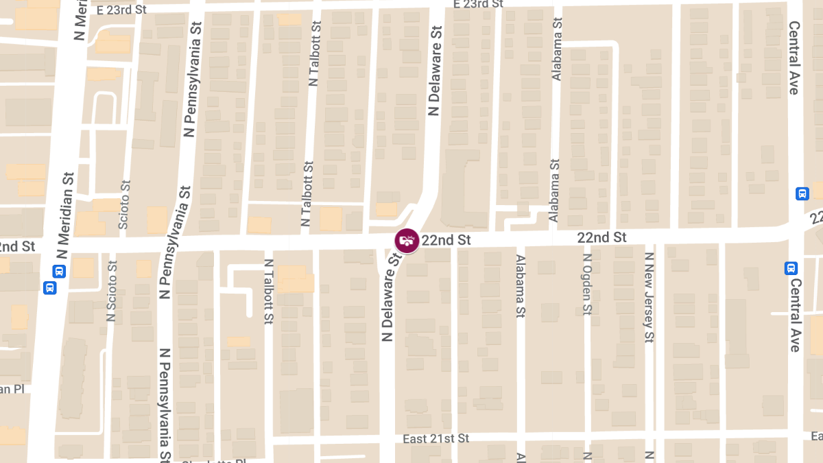 Injury Crash at E 22nd St & N Delaware St
