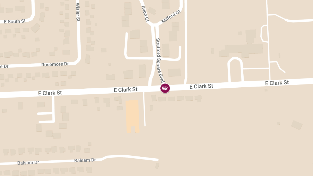 Injury Crash at E Clark St & Stratford Square Blvd
