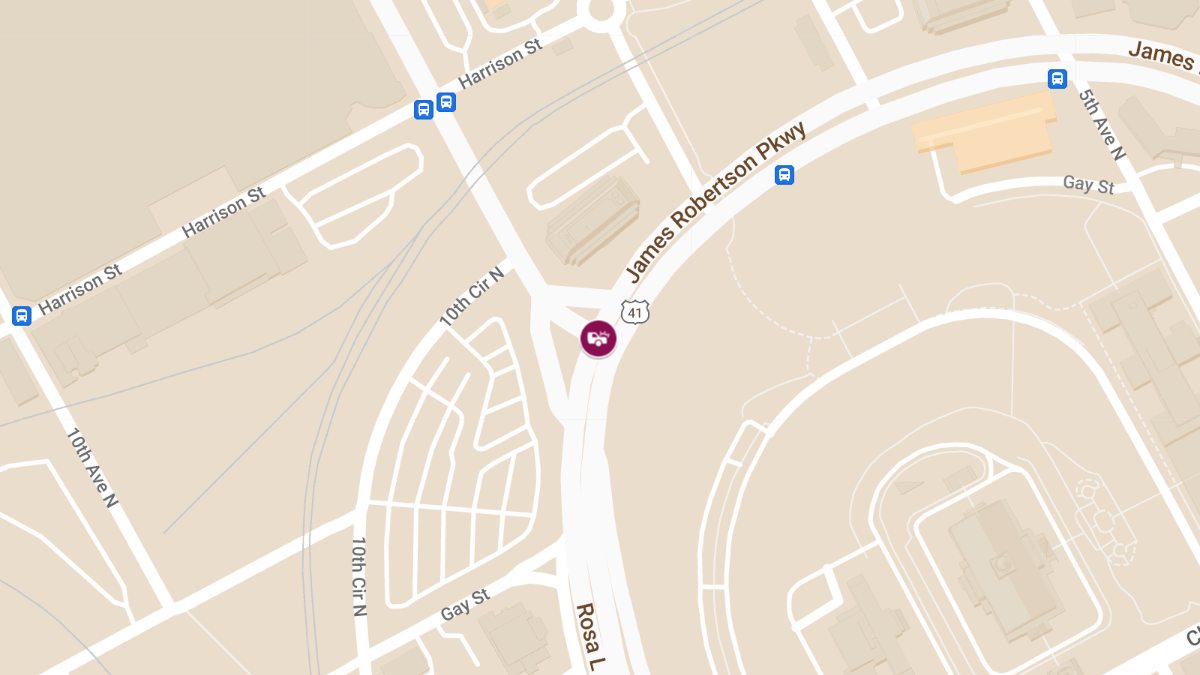 Injury Crash at Rosa L Parks Blvd & James Robertson Pkwy