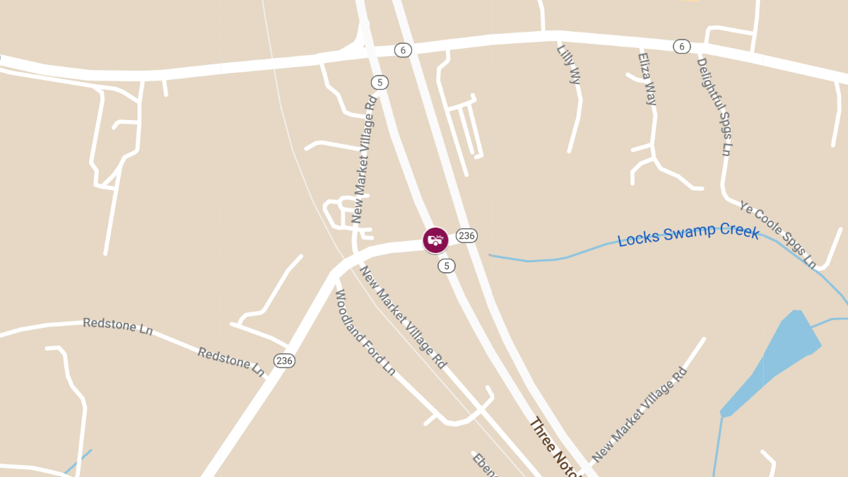 Injury Crash at Three Notch Rd and Thompson Corner Rd