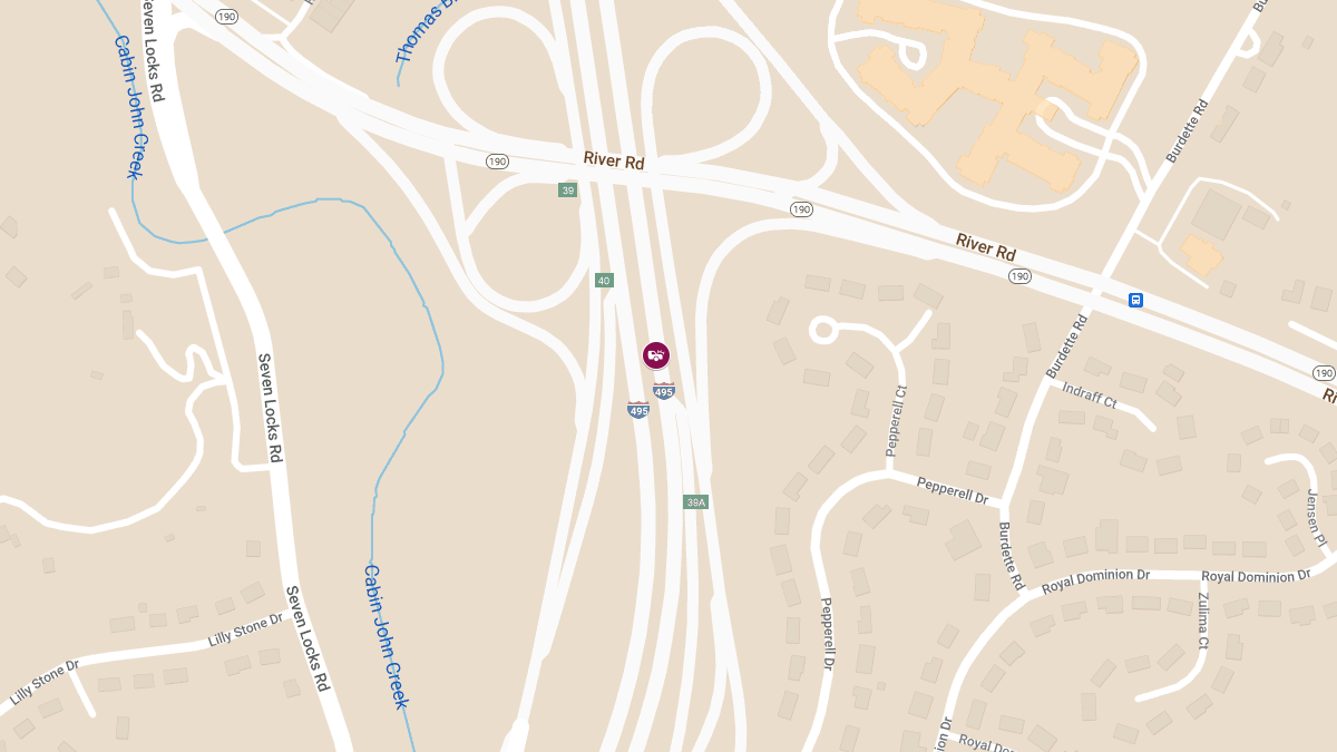 Injury Crash on I-495 NB Past MD-190