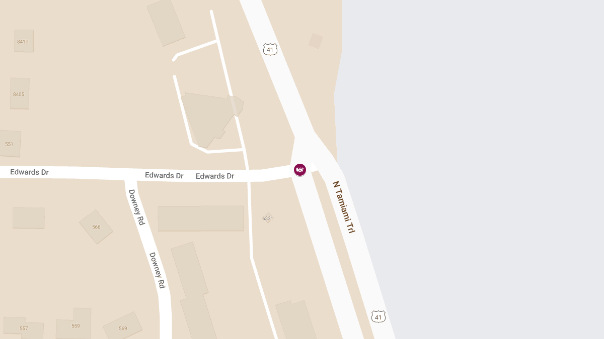 Injury Crash on N Tamiami Trl at Edwards Dr Causes Roadblock