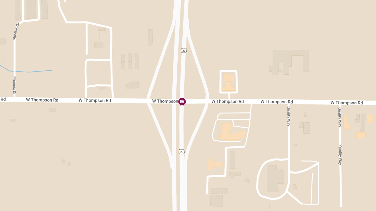 Injury Crash on NB US-23 at W Thompson Rd