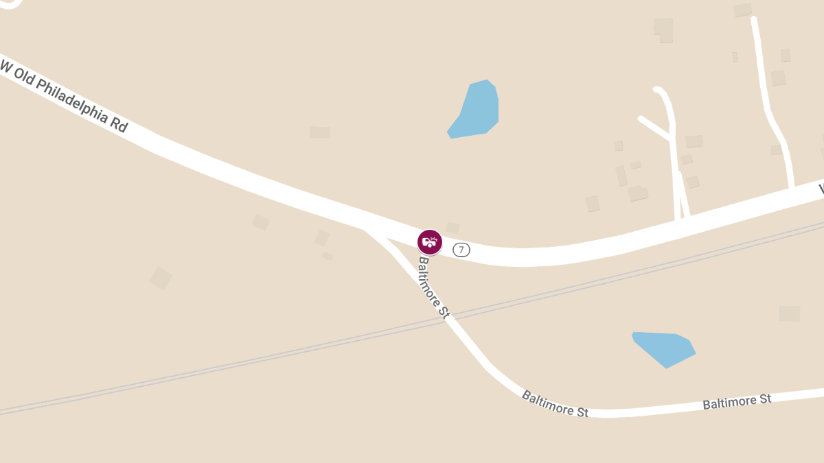 Injury Crash on W Old Philadelphia Rd & Baltimore St