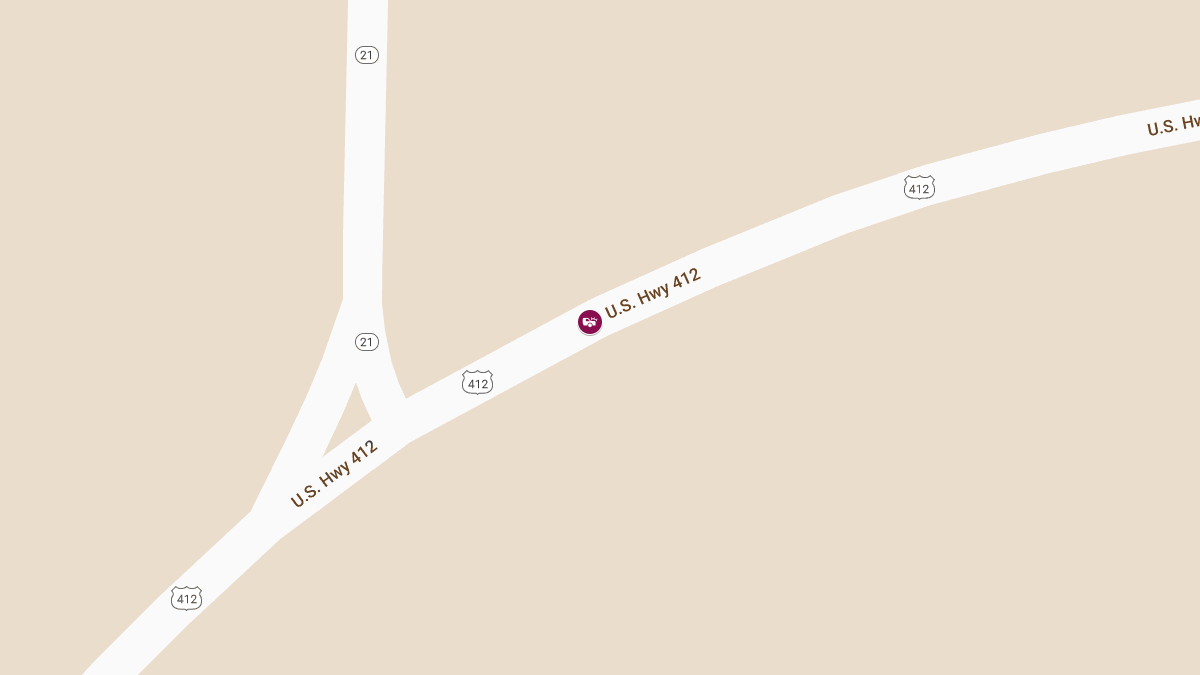Injury Crash on WB U.S. Highway 412 near State Highway 21