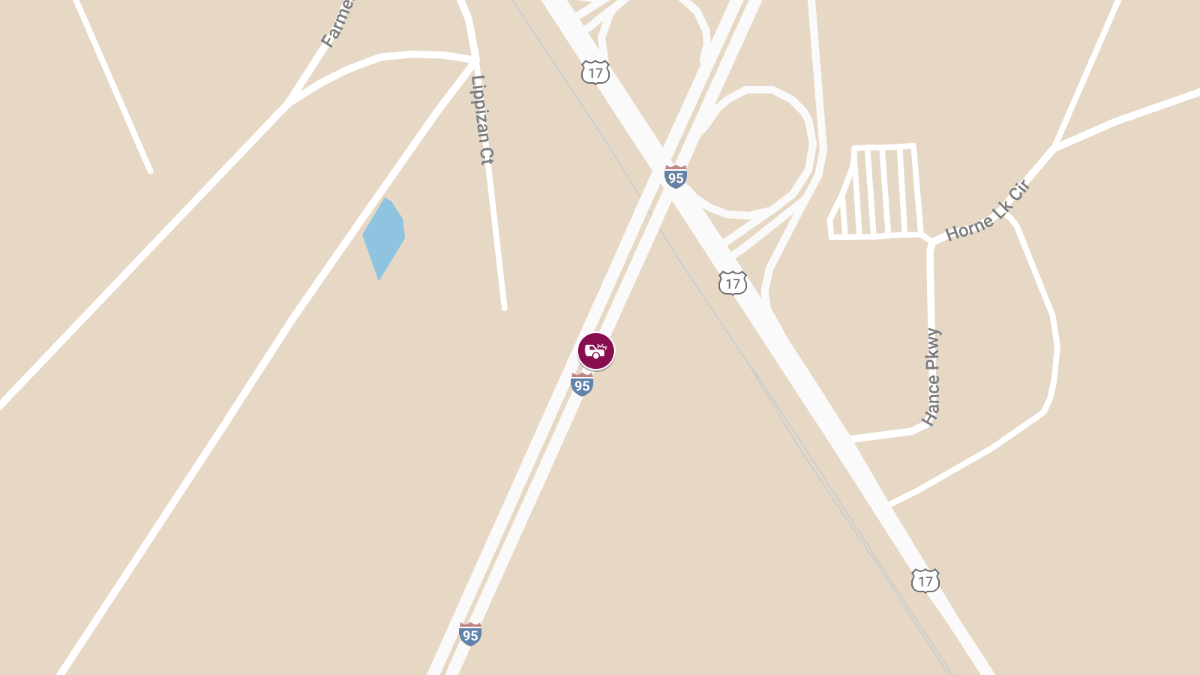 Injury Crash with Roadblock on I-95 Near US-17 Ramp