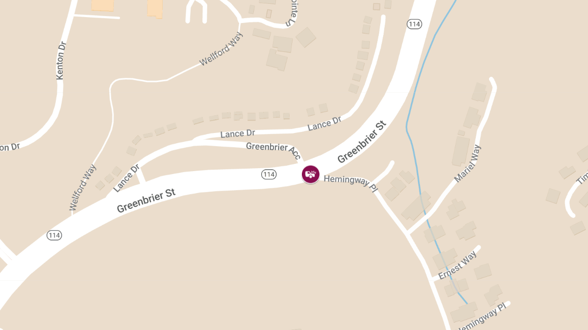 Motor Vehicle Accident with Injuries at Greenbrier St & Hemingway Pl