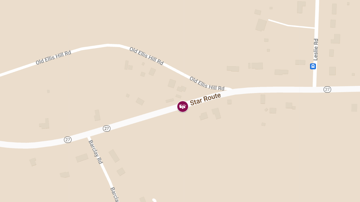 Motor Vehicle Accident with Injury on Star Rt near Barclay Rd