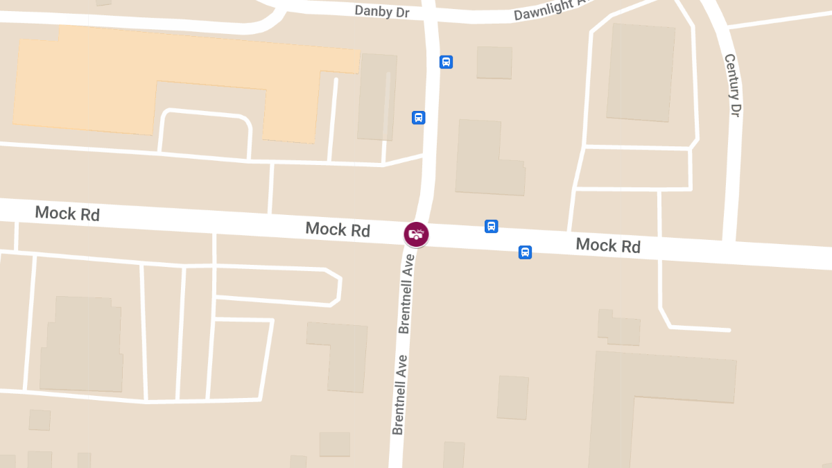 Motor Vehicle Collision with Injuries at Mock Rd & Brentnell Ave