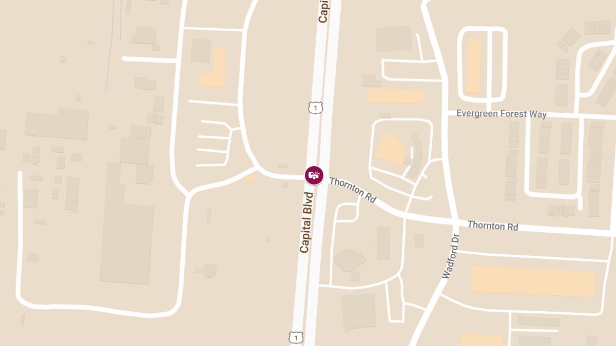 Motor Vehicle Crash With Injuries at Capital Blvd & Thornton Rd