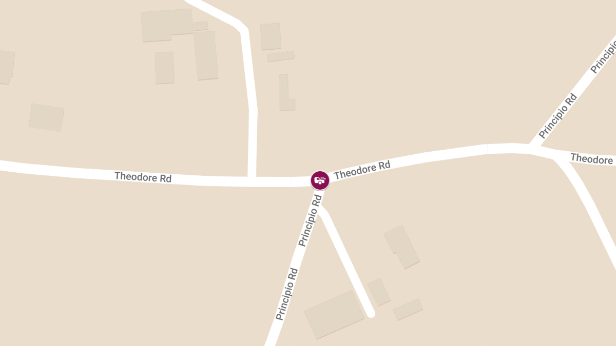 Motor Vehicle Crash on Principio Rd at Theodore Rd Injures One