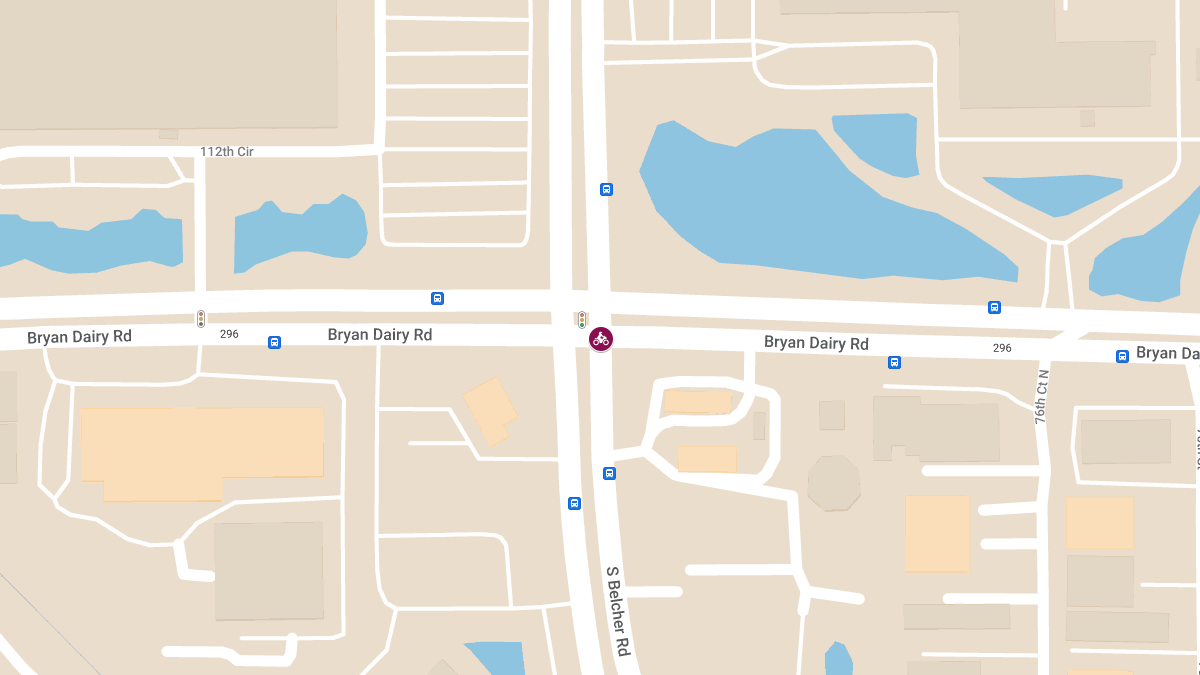 Motorcyclist Injured in Crash at Bryan Dairy Rd and Belcher Rd