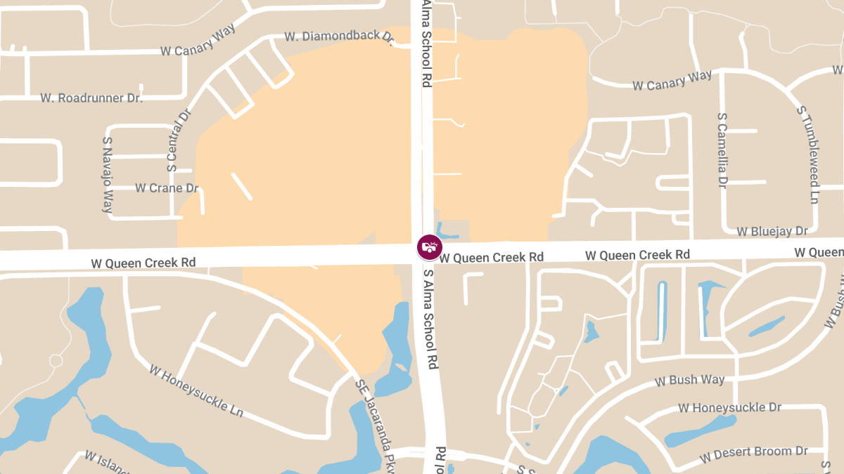 One Injured in Two-Car Crash at Alma School Rd & Queen Creek Rd