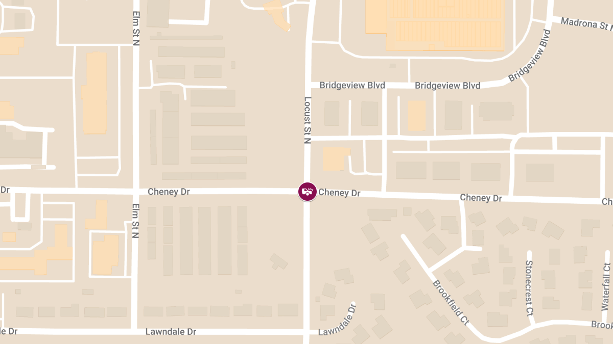 One Injured in Two-Vehicle Crash at Locust St N & Cheney Dr E