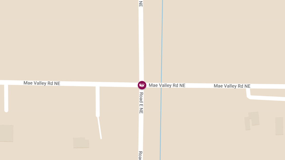 One Injured in Two-Vehicle Crash at Mae Valley Rd & Road E-NE
