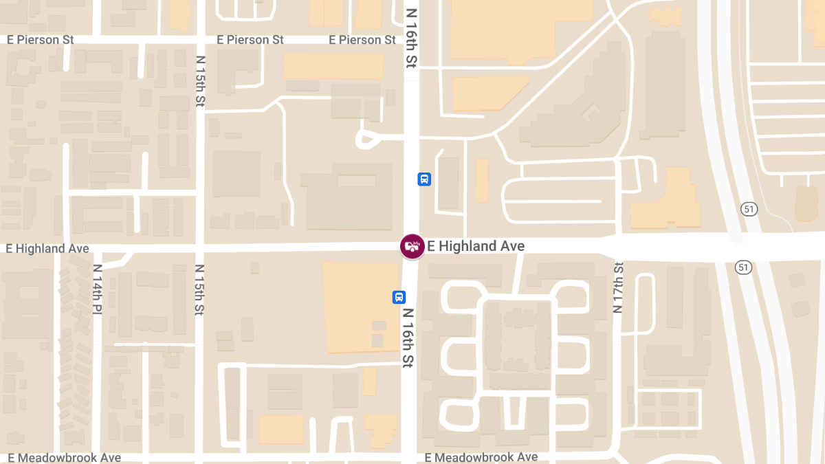 Overturned Vehicle Crash at N 16th St & E Highland Ave