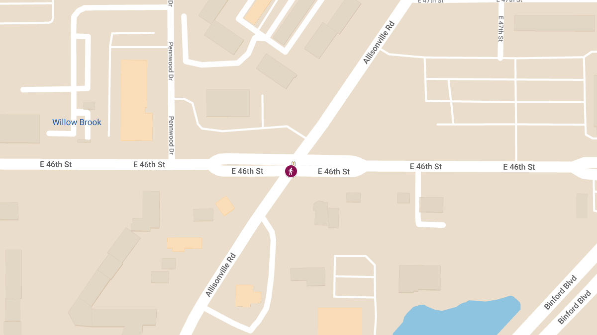 Pedestrian Injured in Crash at E 46th St & Allisonville Rd