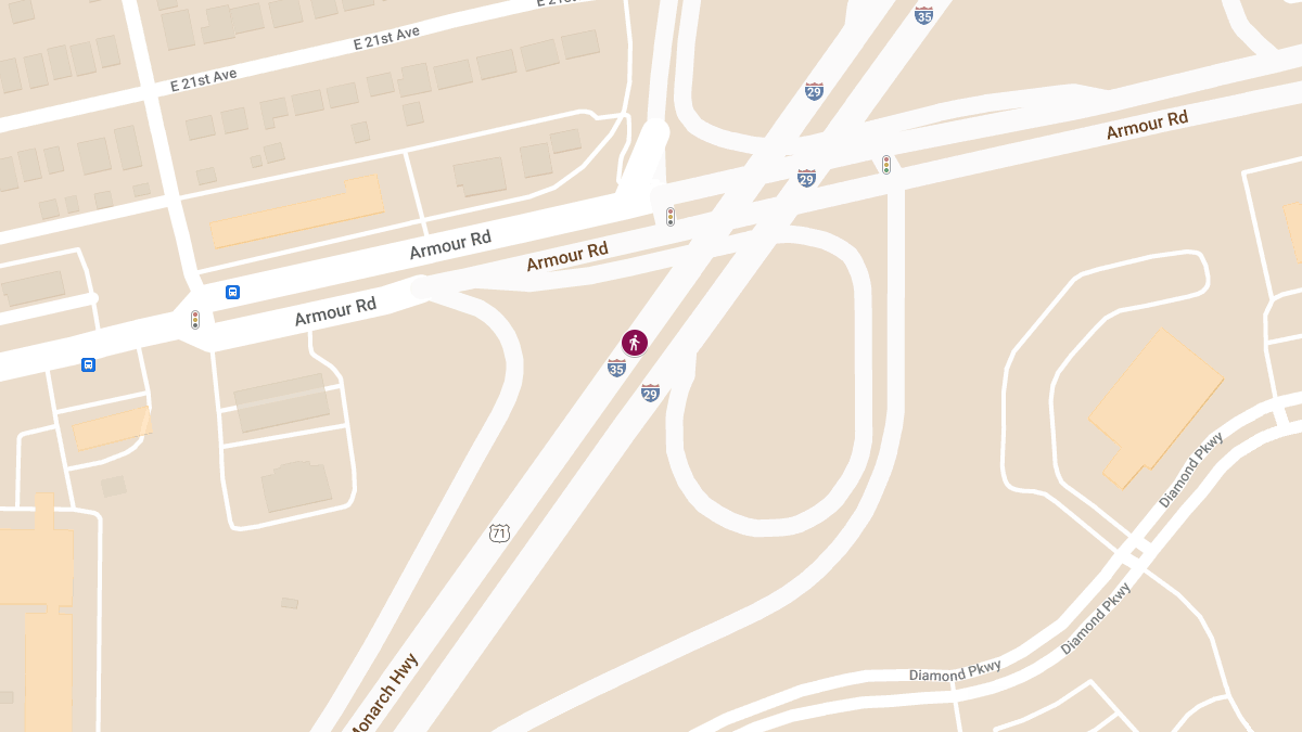 Pedestrian Injured in Crash on I-35 SB near Armour Rd