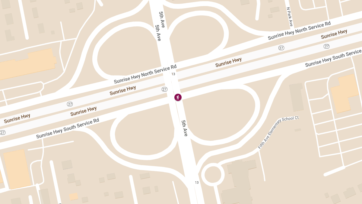 Pedestrian Injured in Crash on WB Sunrise Service Rd at 5th Ave