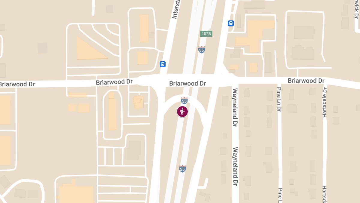 Pedestrian Injured in Hit-and-Run on I-55 North Frontage Rd at Briarwood Dr