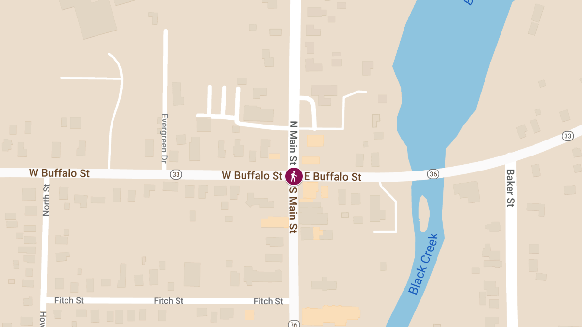 Pedestrian Struck by Car at W Buffalo St & N Main St