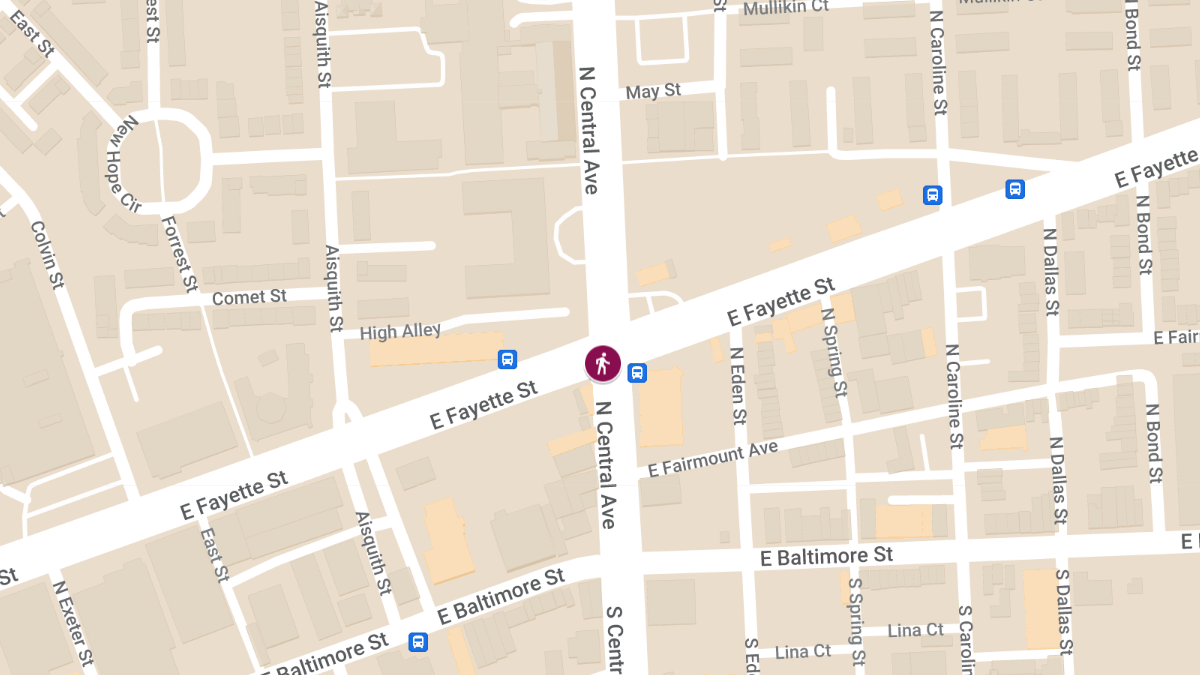 Pedestrian Struck by Vehicle at N Central Ave & E Fayette St