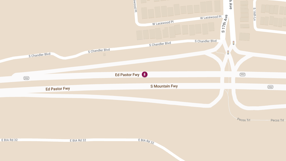 Pedestrian on Roadway on 202-LOOP Eastbound Near Congressman Ed Pastor Fwy