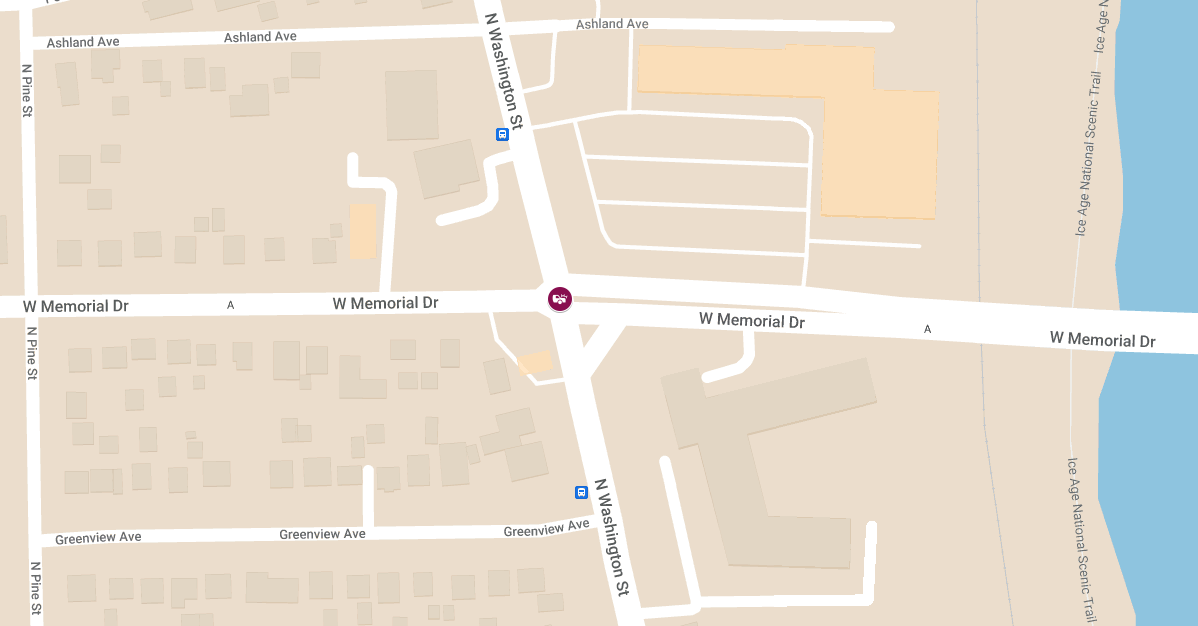 Rear-End Collision at N Washington St & E Memorial Dr