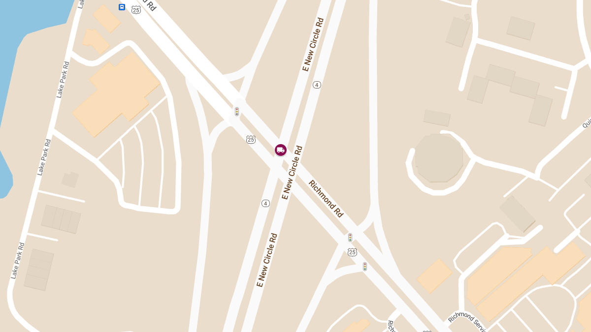 Semi-Truck and Two-Car Collision with Injuries on New Circle Rd at Richmond Rd