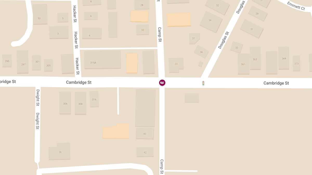Three Injured in Two-Car Crash at Cambridge St & Camp St