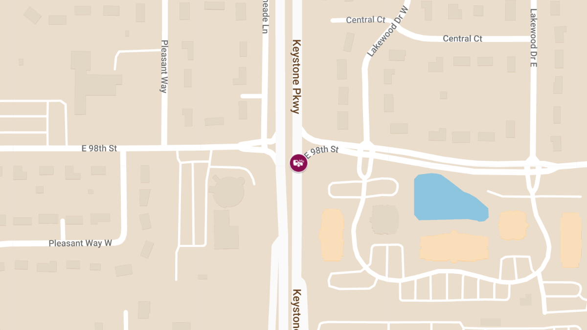 Three-Vehicle Collision with Injuries at E 98th St & Keystone Pkwy Ramp S