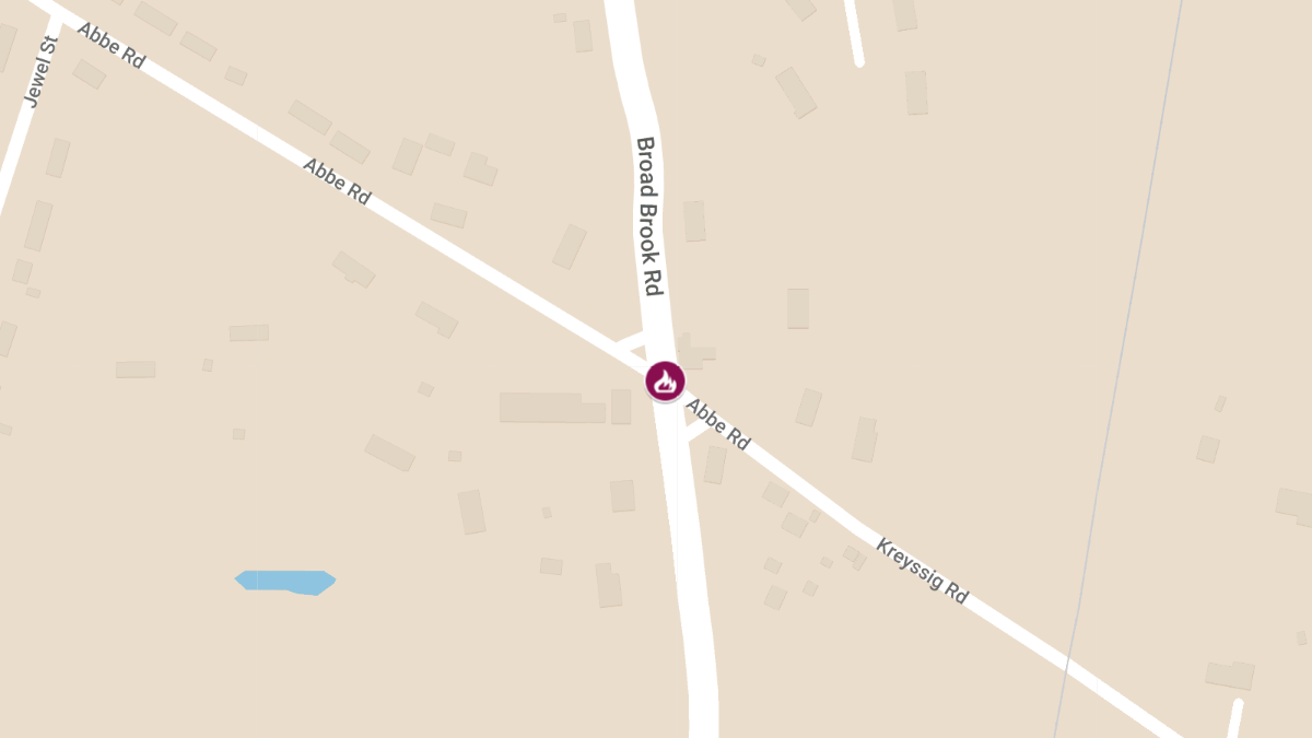 Two-Car Injury Crash with Car Fire on Broadbrook Rd and Abbe Rd
