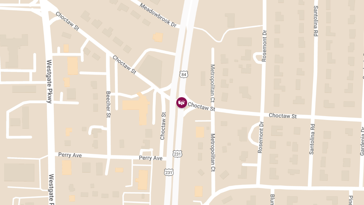 Two-Vehicle Accident at Choctaw St and Ross Clark Cir