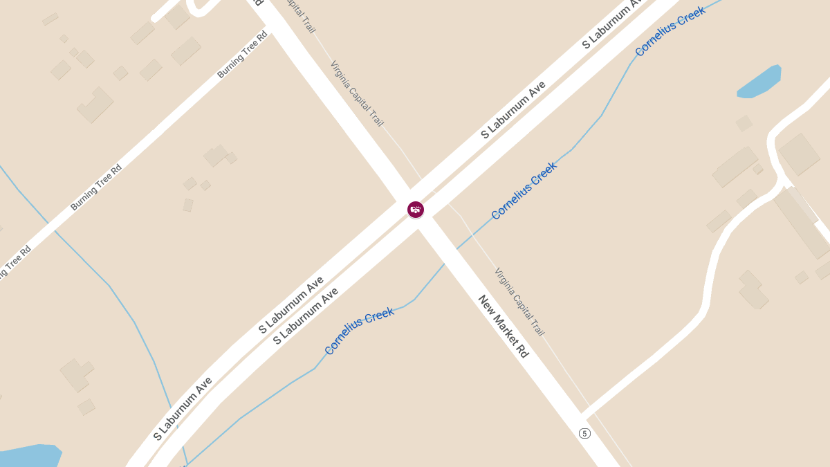 Two-Vehicle Accident with Injuries at S Laburnum Ave & New Market Rd