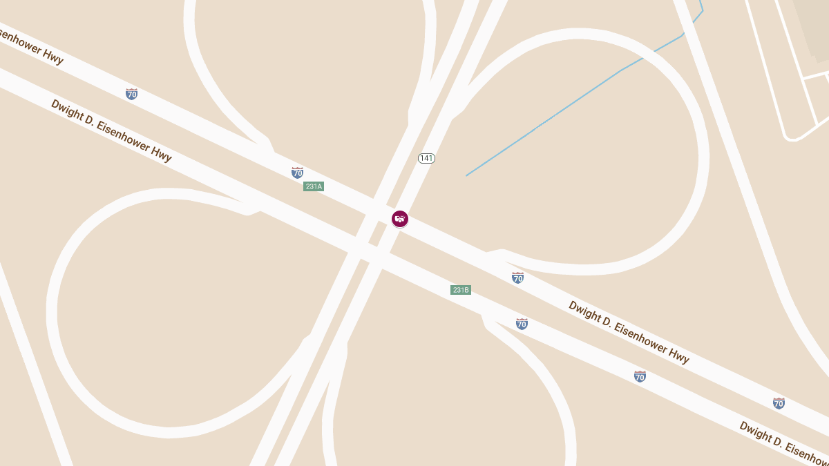 Two-Vehicle Collision on I-70 WB at Missouri 141