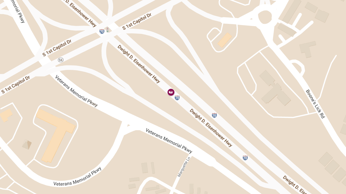 Two-Vehicle Crash on I-70 Near First Capitol Dr Injures One