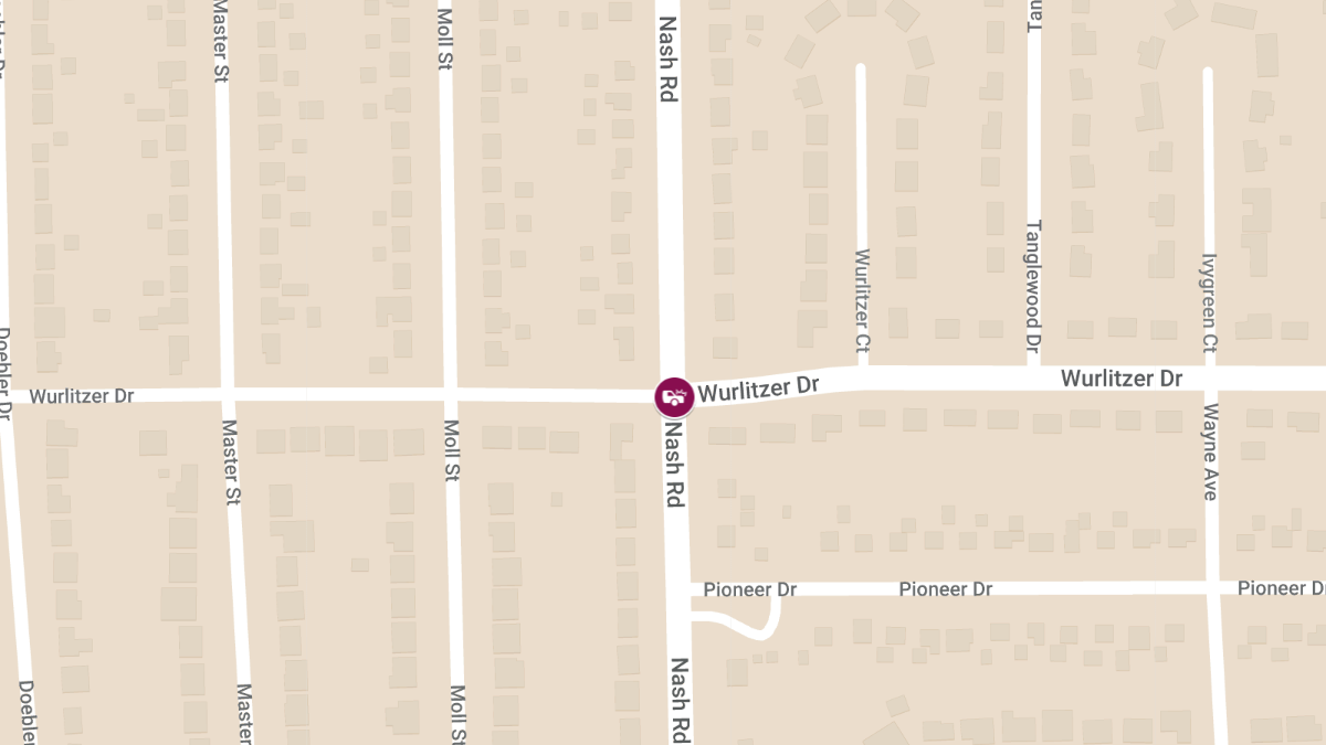 Two-Vehicle Crash with Injuries Reported at Nash Rd & Wurlitzer Dr
