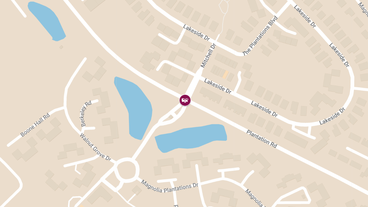 Two-Vehicle Crash with Injuries at Plantations Rd & Plantations Blvd