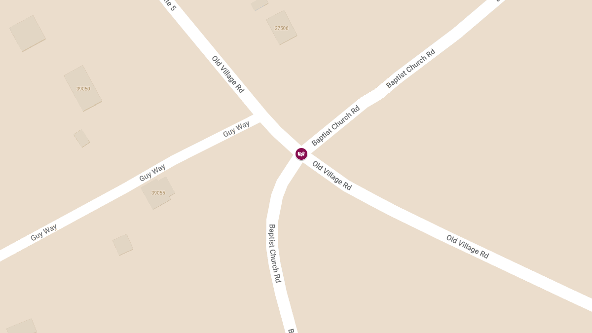 Two-Vehicle Crash with Injuries on Baptist Church Rd and Old Village Rd