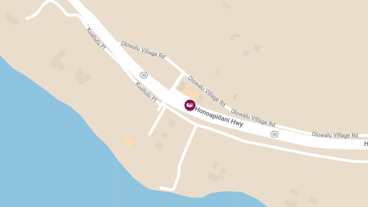 Two-Vehicle Crash with Injuries on Honoapi’ilani Hwy Near Olowalu Store