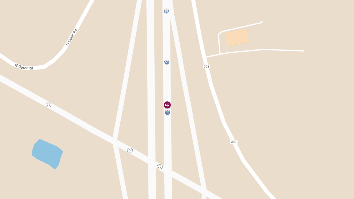 Two-Vehicle Crash with Injuries on I-55 NB at 84.8 MM